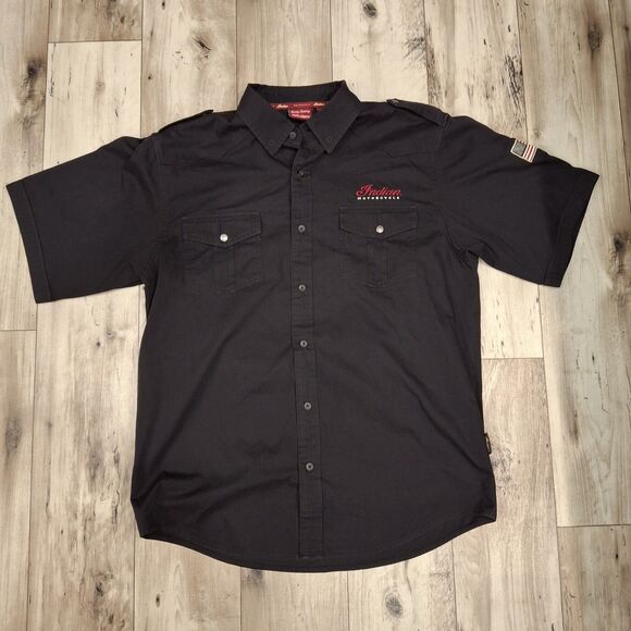 Indian Motorcycle Other - Indian Motorcycle Short Sleeve Casual Shirt Black Men Size Large